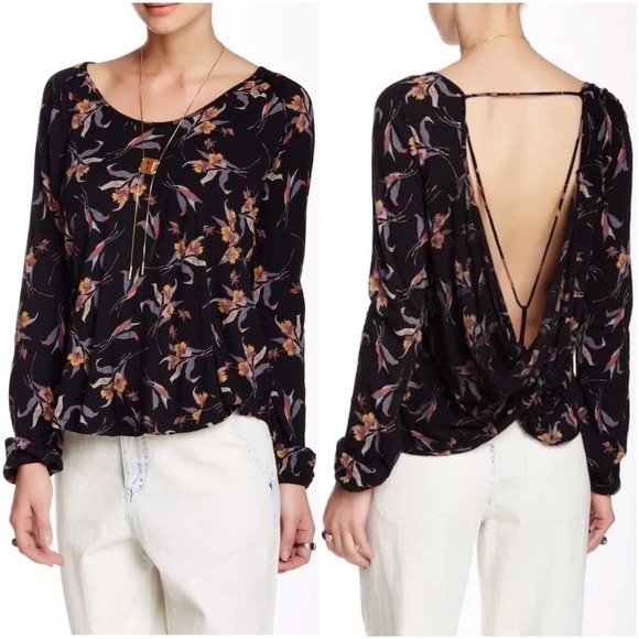 Free People Black Floral Blouse - Picture 1 of 8